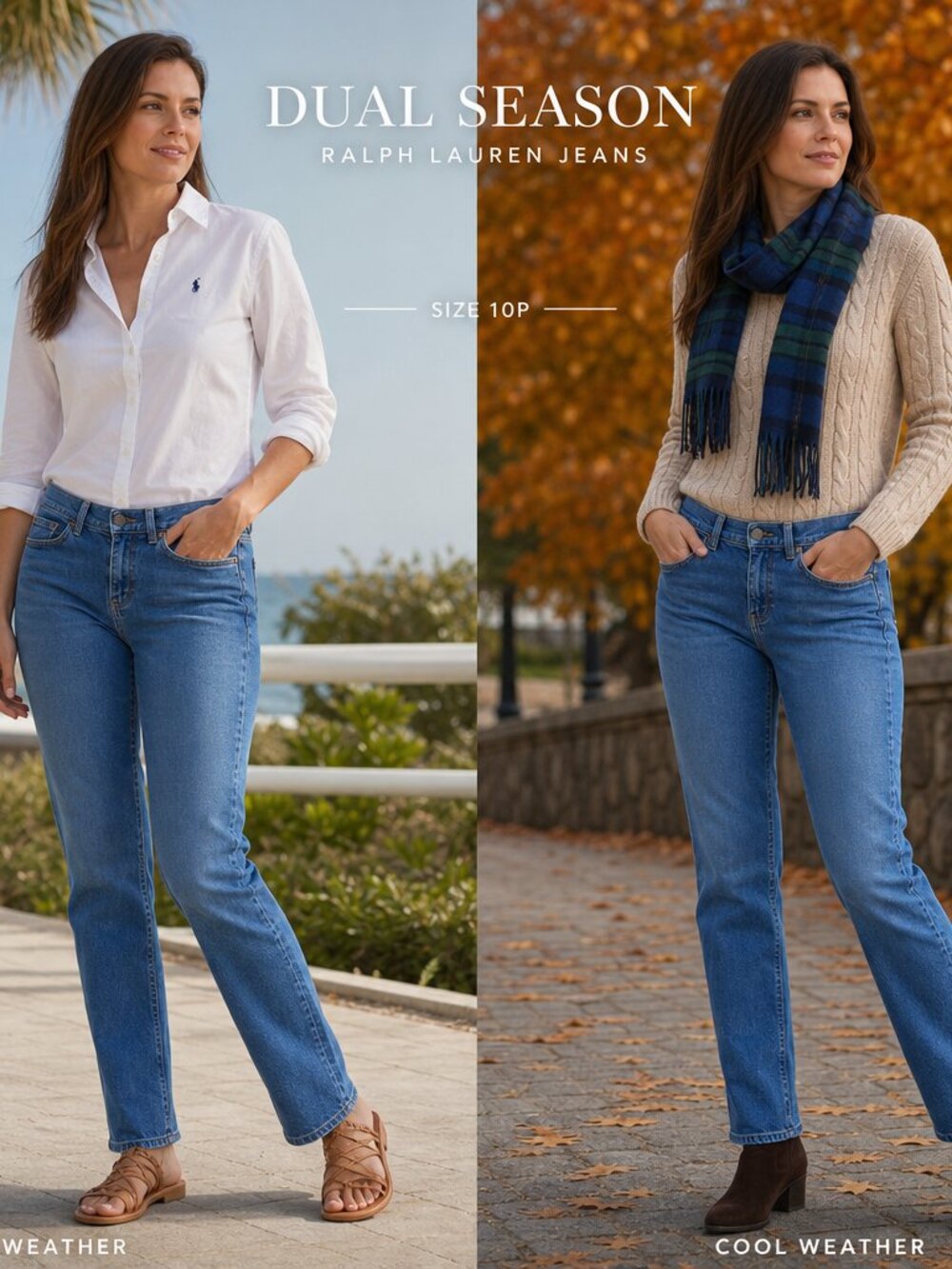 Ralph Lauren Straight‑Leg Blue Jeans – Size 10P -  Good Condition